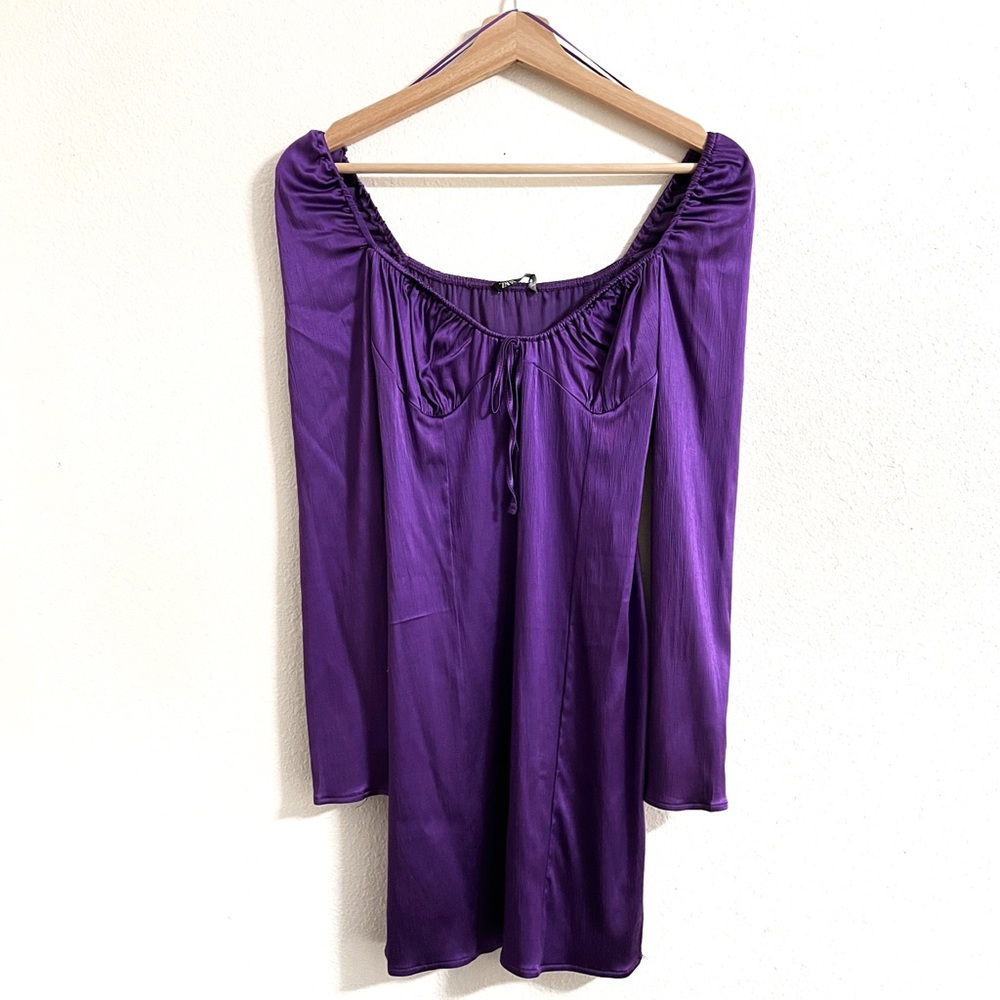 ZARA Gathered Satin Dress